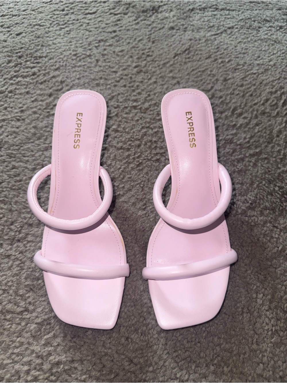 Express Women’s Light Pink Circular Strap Slide Heels